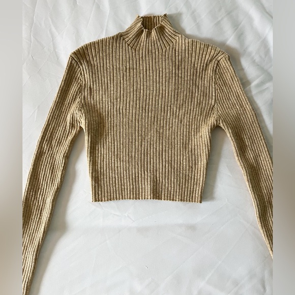 SHEIN Tan Mock-Neck Rib-Knit Sweater Size Small - Picture 6 of 11